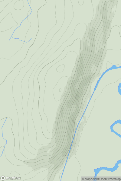 Thumbnail image for Yr Allt [Bala to Welshpool] showing contour plot for surrounding peak